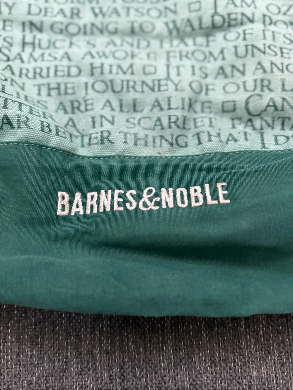 Barnes & Noble Two-Tone Green Canvas Tote retro embroidered classic